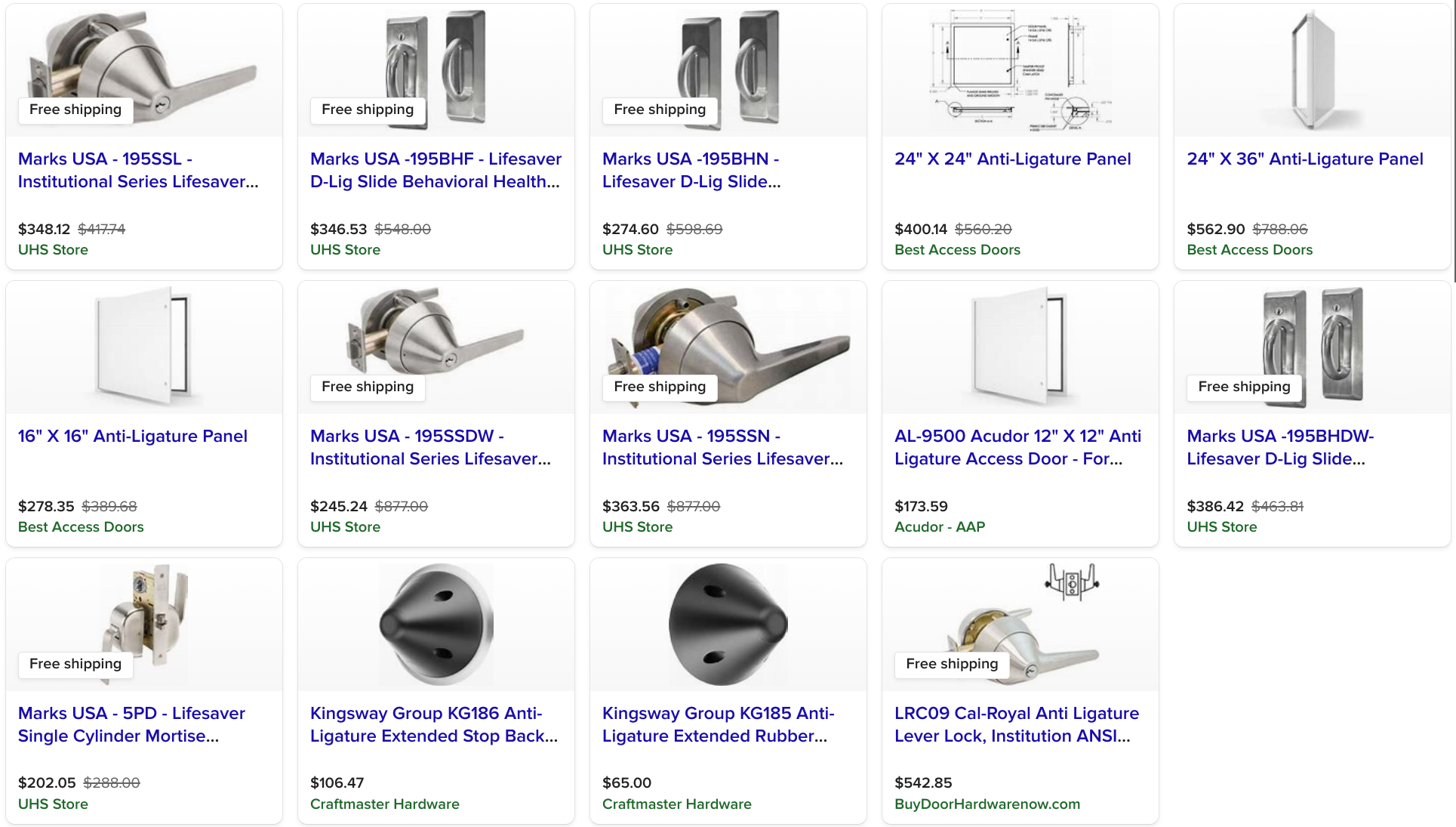 Anti-ligature fixtures